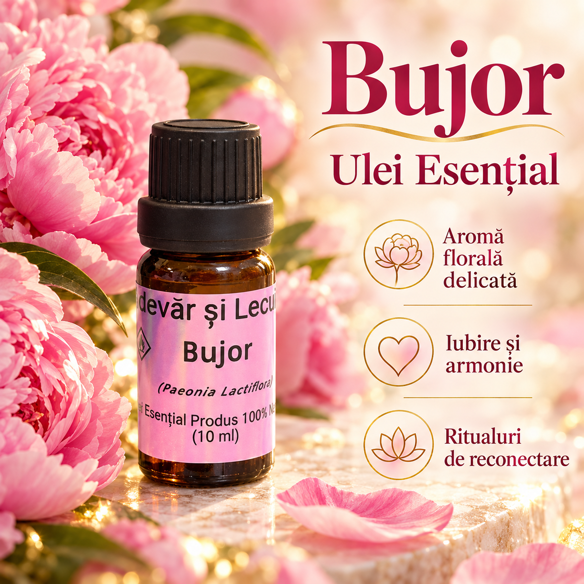Bujor - Ulei Esențial - Chakra Inimii • Iubire • Armonie • Parfum Natural