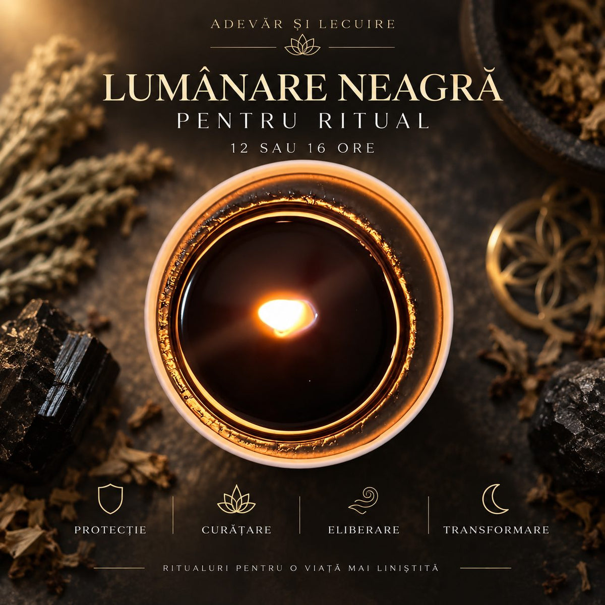 Lumanare Neagra pentru Ritual (8 sau 12 Ore)