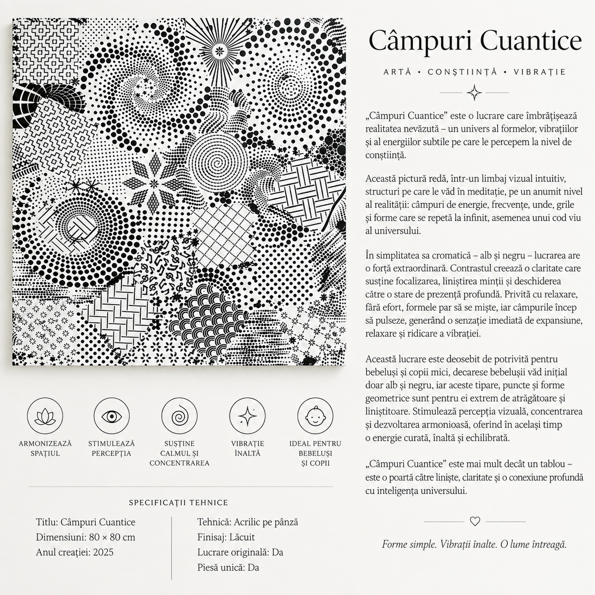 Câmpuri Cuantice - Alb cu Negru – detaliu lucrare originală – Adevar si Lecuire