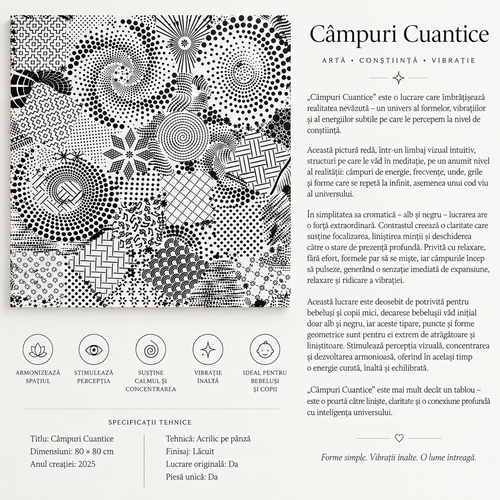 Câmpuri Cuantice - Alb cu Negru – detaliu lucrare originală – Adevar si Lecuire