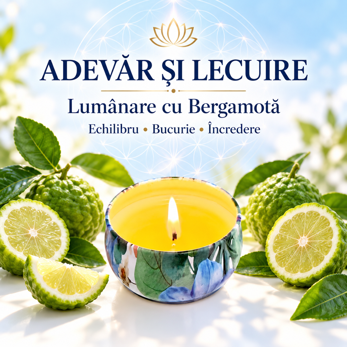 Lumânare cu Bergamotă – Echilibru • Bucurie • Încredere – Adevăr și Lecuire