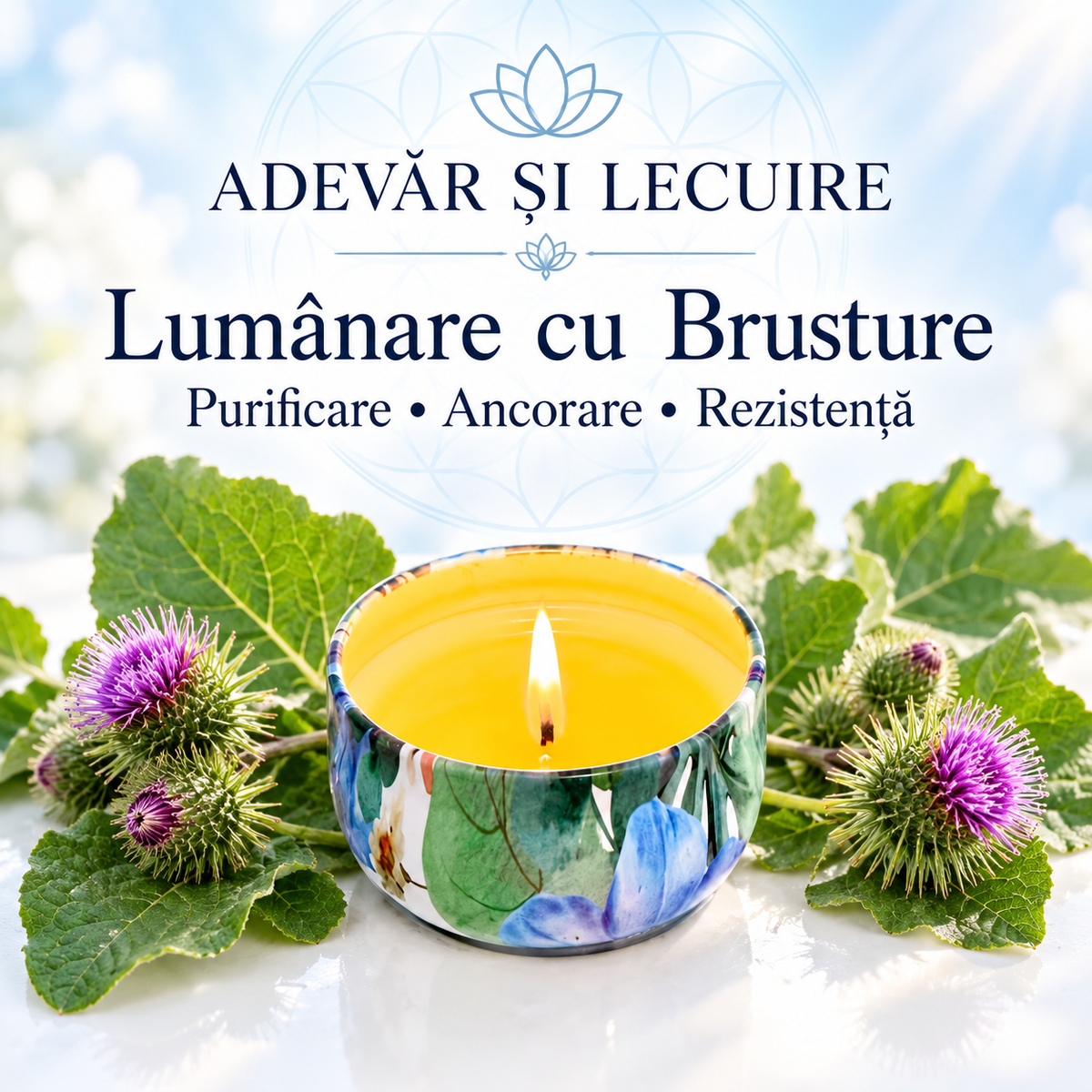 Lumânare cu Brusture – Purificare • Ancorare • Rezistență – Adevăr și Lecuire