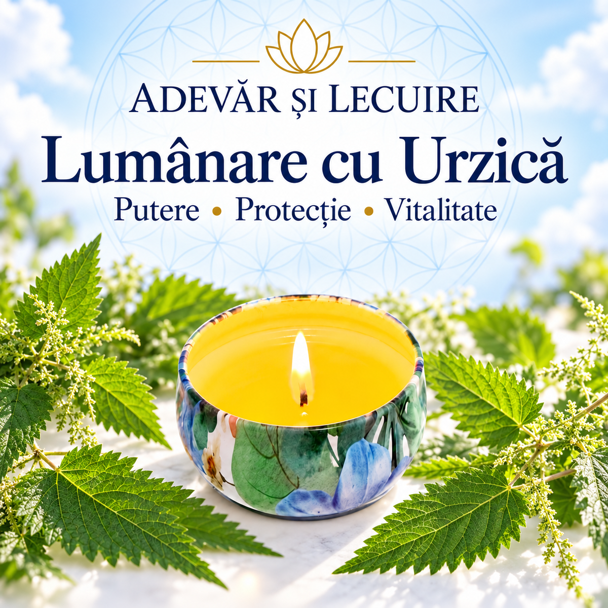 Lumânare cu Urzică – Putere • Protecție • Vitalitate – Adevăr și Lecuire