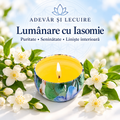 Lumânare cu Iasomie – Puritate • Seninătate • Liniște interioară – Adevăr și Lecuire
