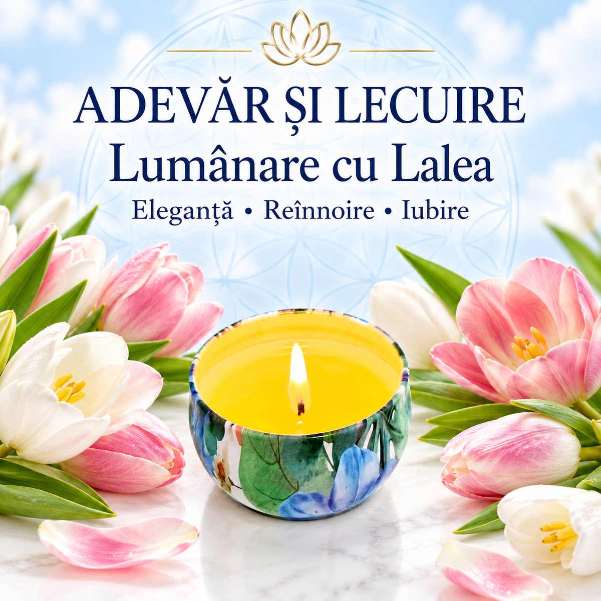 Lumânare cu Lalea – Eleganță • Reînnoire • Iubire – Adevăr și Lecuire