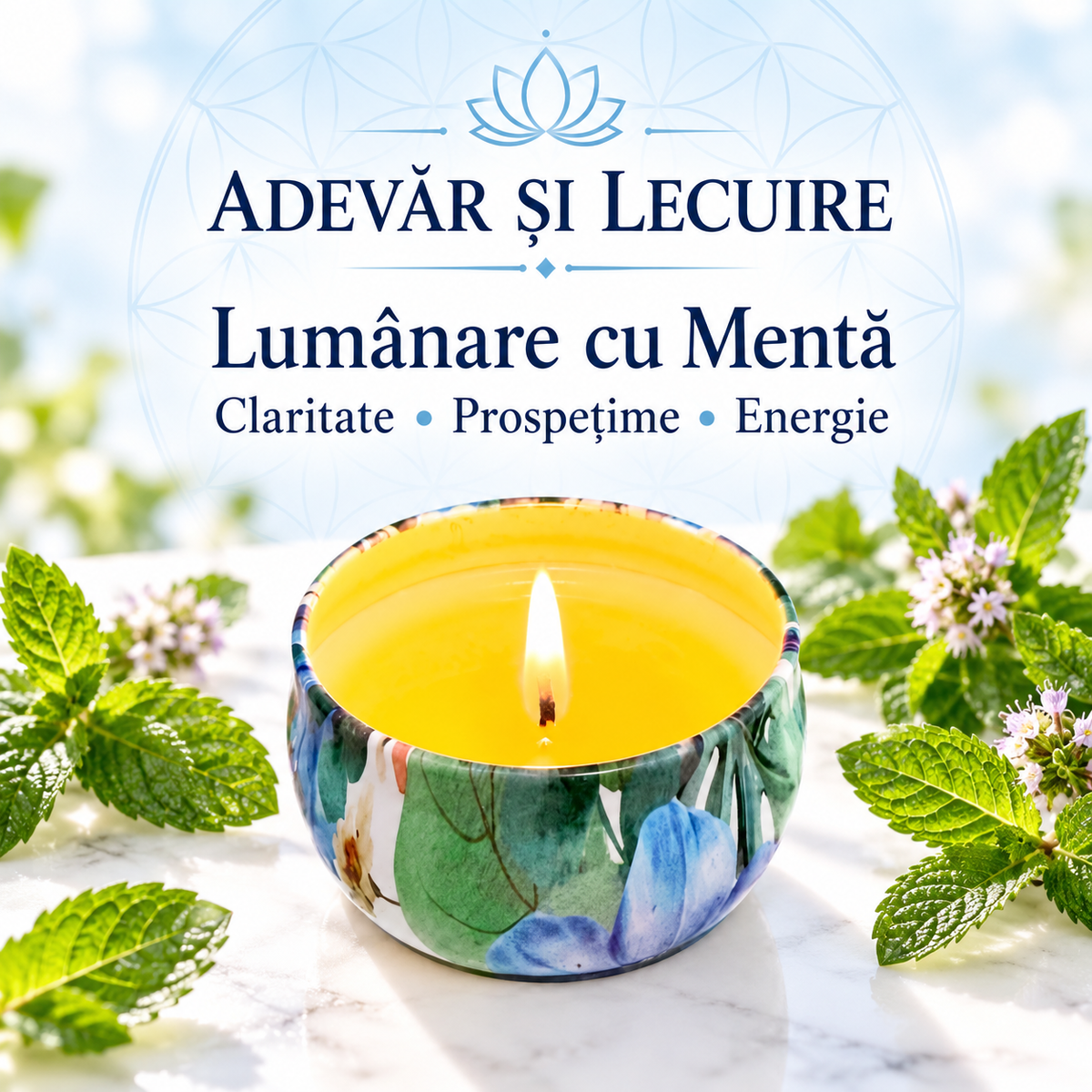 Lumânare cu Mentă – Claritate • Prospețime • Energie – Adevăr și Lecuire