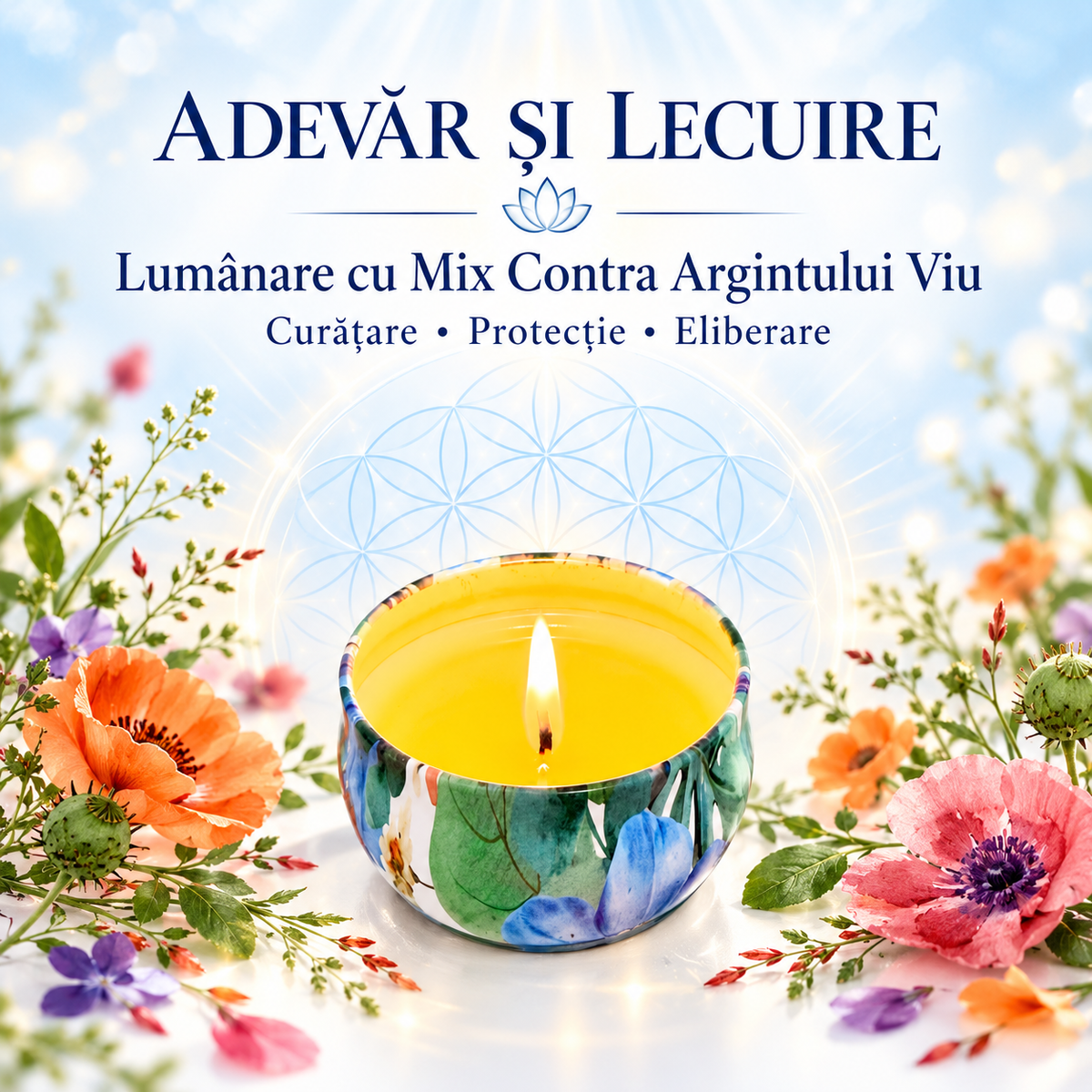 Lumânare cu Mix Contra Argintului Viu – Curățare • Protecție • Eliberare – Adevăr și Lecuire