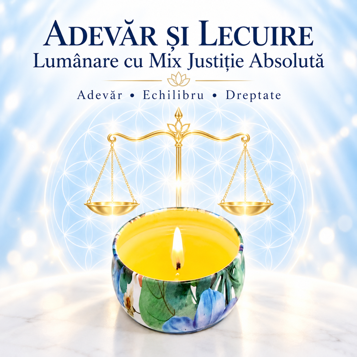 Lumânare cu Mix Justiție Absolută – Adevăr • Echilibru • Dreptate – Adevăr și Lecuire