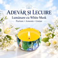 Lumânare cu White Musk – Puritate • Armonie • Liniște – Adevăr și Lecuire