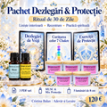 Pachet Dezlegări & Protecție – Ritual de 30 de Zile (3 PDF-uri, Uleiuri & 5 Lumânări) – copertă pătrată alb și bleu, produse originale Adevăr și Lecuire