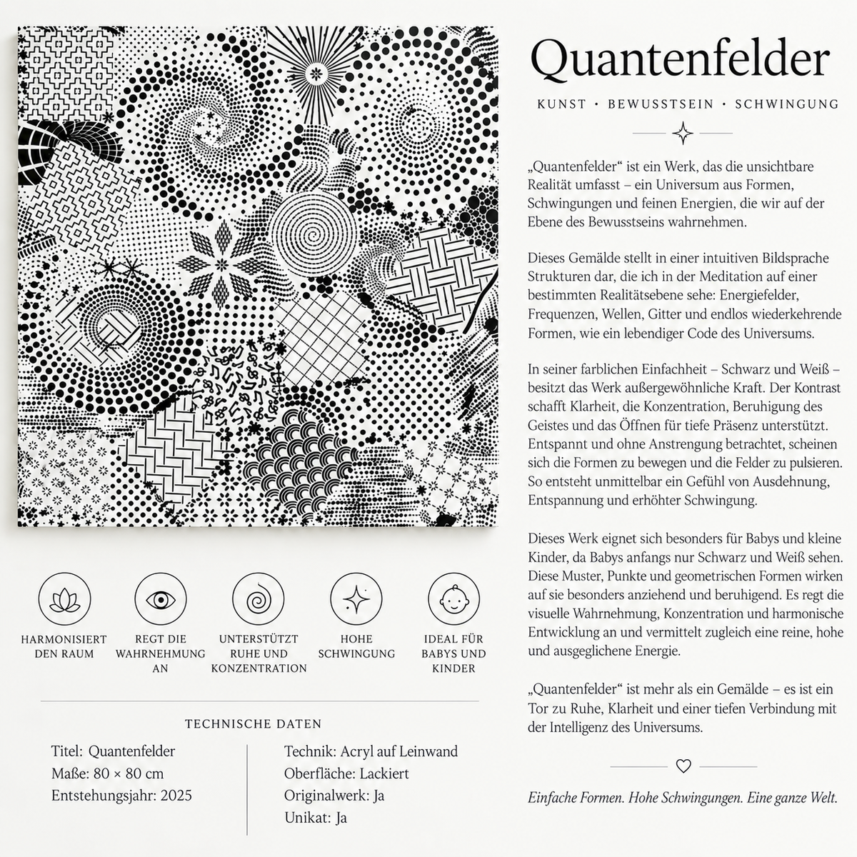 Quantenfelder – Weiß mit Schwarz – Detail des Originalkunstwerks – Adevăr și Lecuire